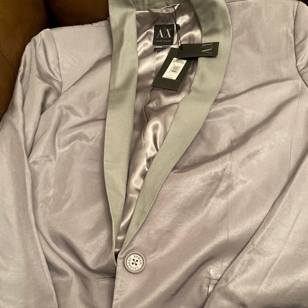 NWT Armani Exchange Silver One Button Blazer
